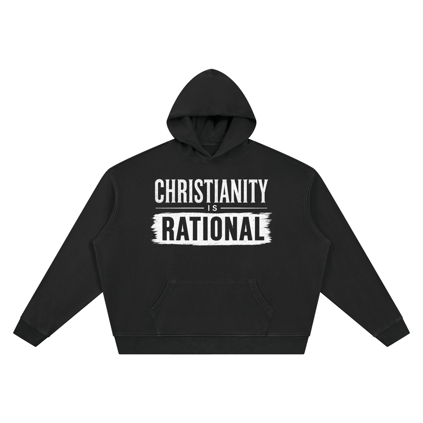 Christianity is Rational — Unisex Vintage Wash Boxy Hoodie